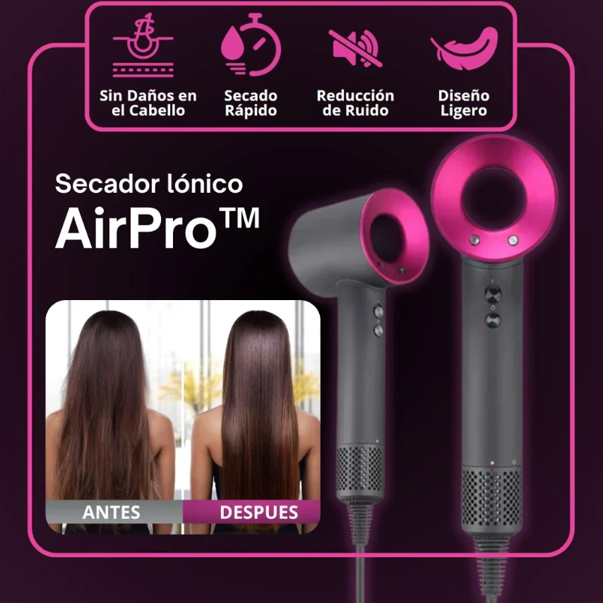 Secador de Pelo Profesional Ionico 1600W AirPro™ Multiaccesorios